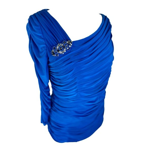 Adrianna Papell Tops - Adrianna Papell Blue Top With Sparkling Brooch NWT